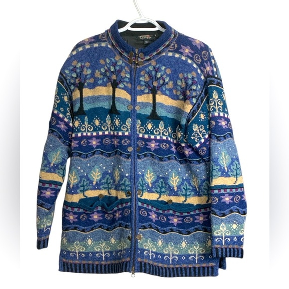 Icelandic Design Vintage Sweater 100% Wool w Gorgeous Colours, Fully Lined - Picture 1 of 15